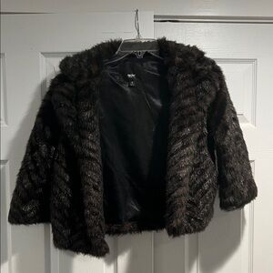 Mossimo Faux Fur Jacket - Black and Brown